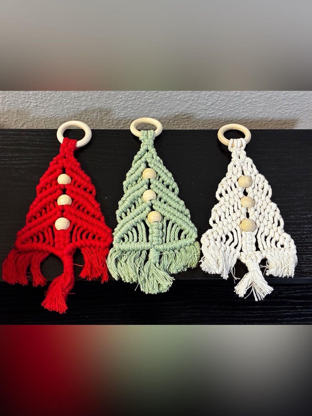 Homemade Christmas Tree Wall Hangings (Macrame)